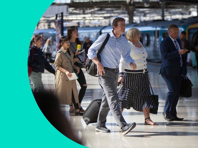 Passengers walking at Newcastle train station