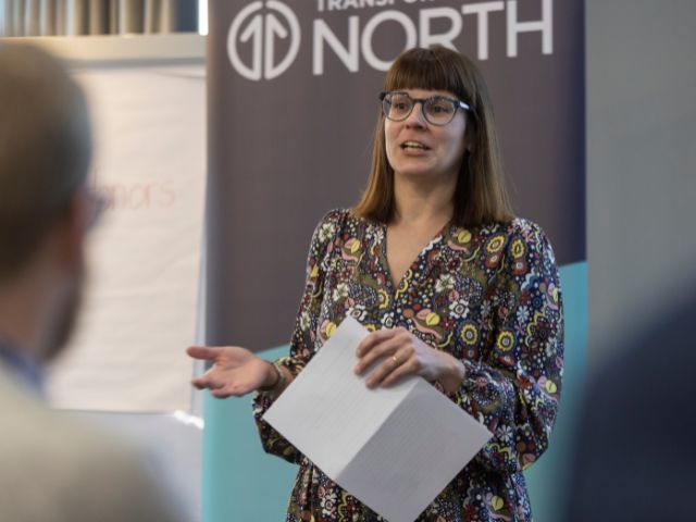 Katie Day presenting