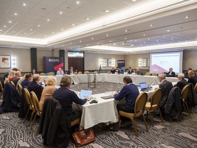 Transport for the North Board members at a meeting in Leeds
