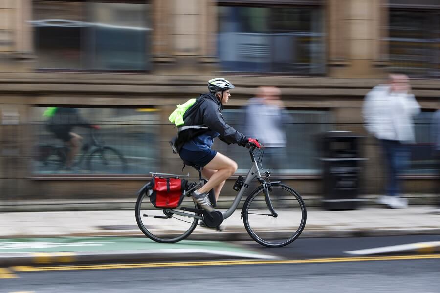 Active Travel cyclist in Leeds