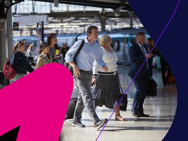 Train passengers on platform at Newcastle station